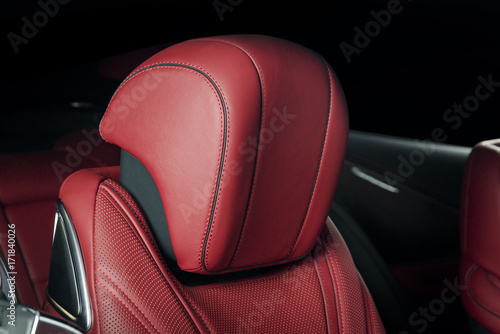 Modern luxury race car red leather interior © gargantiopa