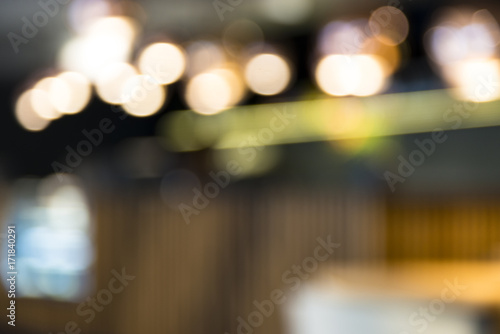 Coffee shop blur background with bokeh image © gargantiopa