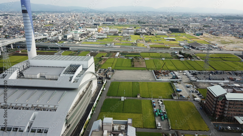 大和川から空撮 平野工場 松原市を望む Stock Photo Adobe Stock
