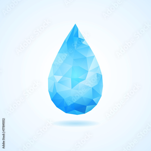 Creative concept of blue triangle water drop.