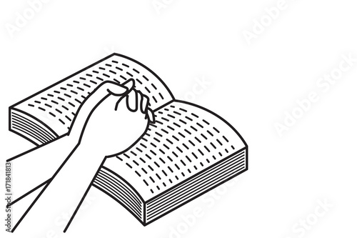 praying with open bible book