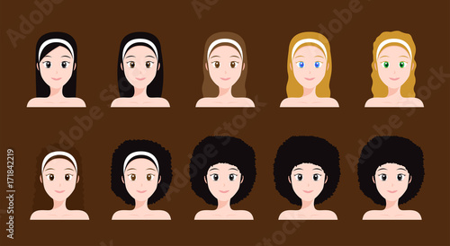 Hair Types cartoon / vector illustration