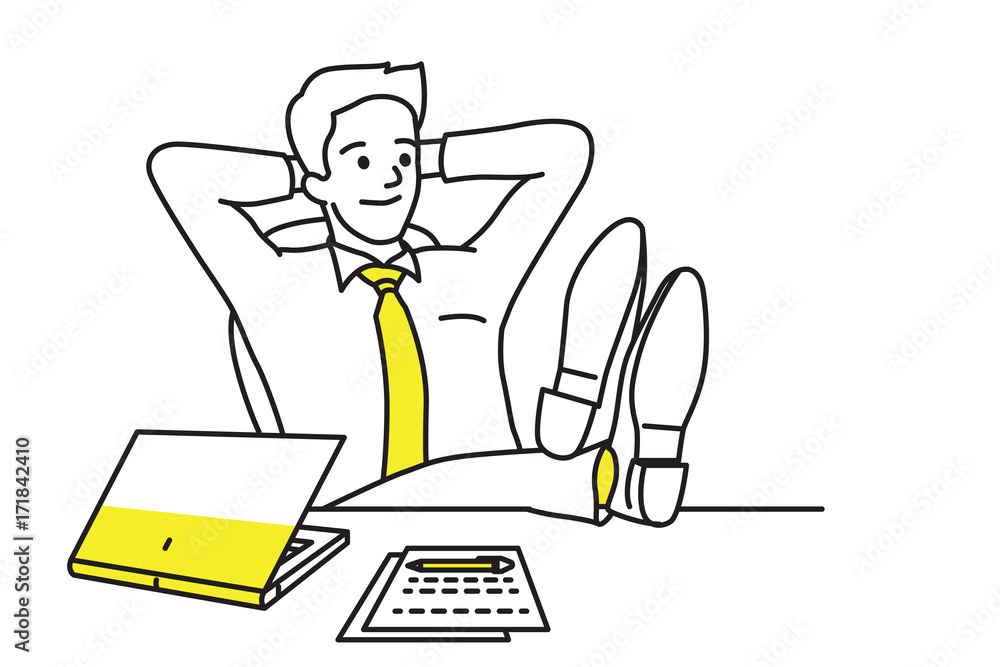 Relaxing businessman at workplace