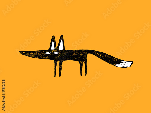 Black Fox silhouette, hand ...