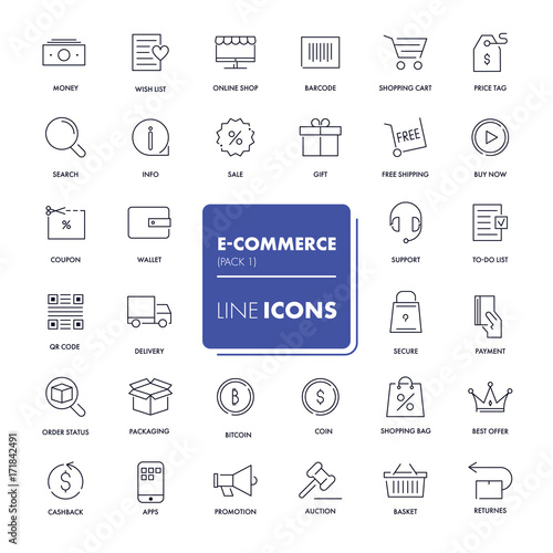 Line icons set. E-commerce 