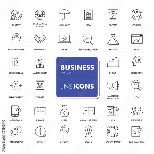 Line icons set. Business