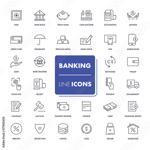 Line icons set. Banking 