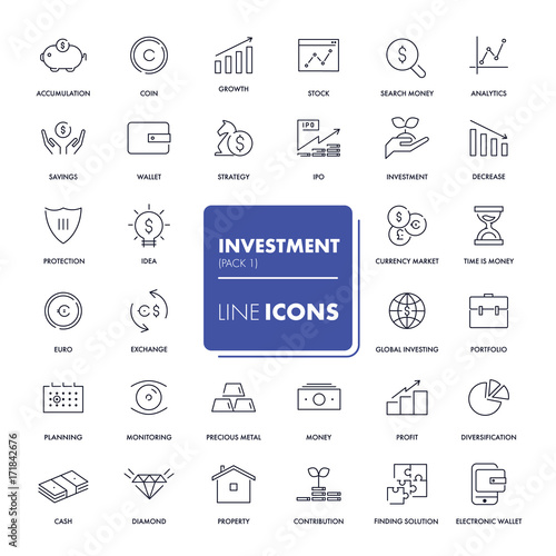 Line icons set. Investment 