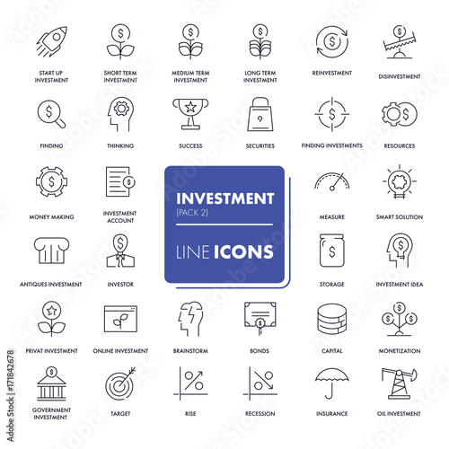 Line icons set. Investment 