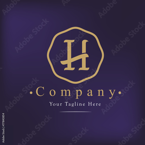 Luxyry "H" logotype, typographic template set - vector illustration