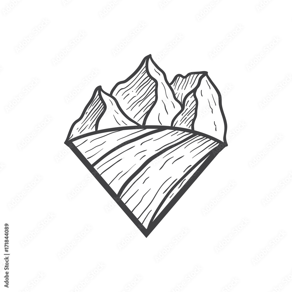 mountain farm logo illustration hand draw sketch mountain farm logo illustration hand draw sketch