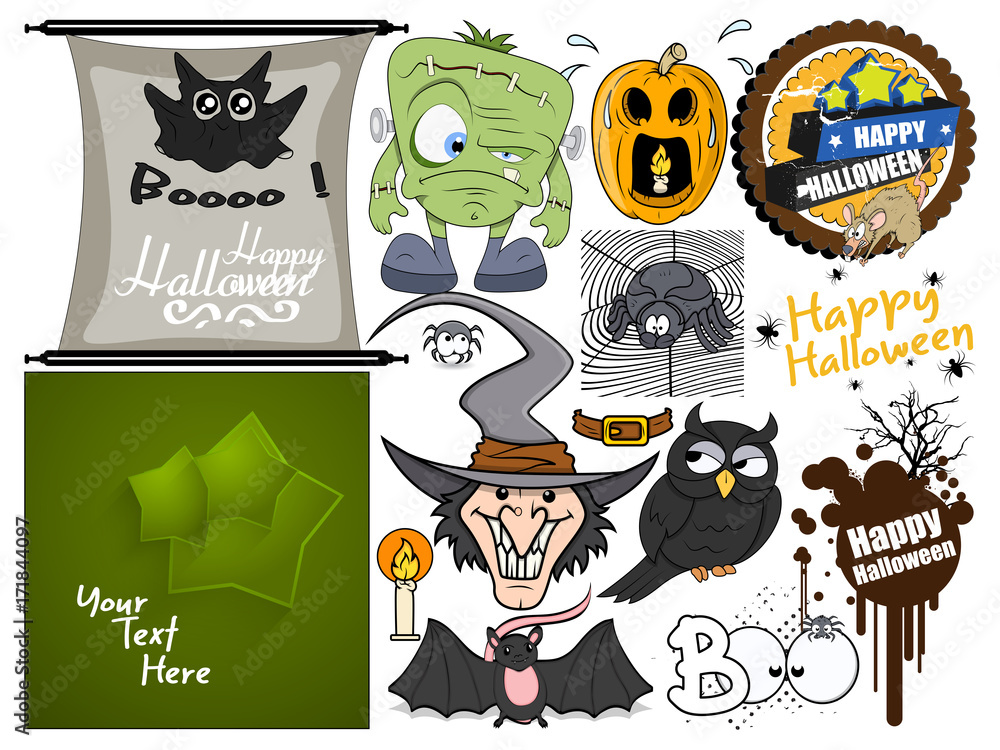 Vector Graphics of Halloween Cartoon Elements