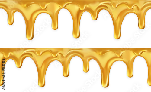 Honey drop seamless. 3d vector set
