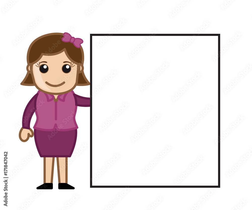Businesswoman Presenting Blank Ad Board Businesswoman Presenting Blank Ad Board