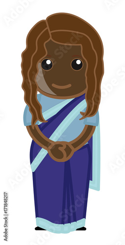 Asian Cartoon Girl in Saree