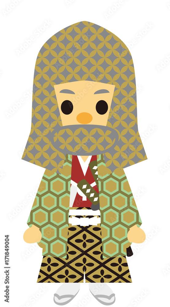 江戸時代 時代劇 武家の男性 頭巾 Stock イラスト Adobe Stock