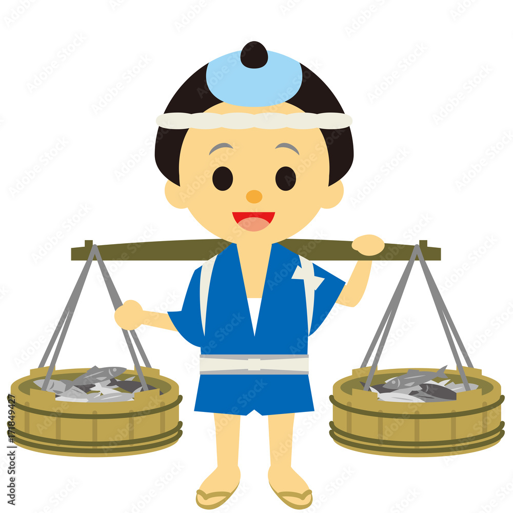 江戸時代 時代劇 魚売り Stock イラスト Adobe Stock