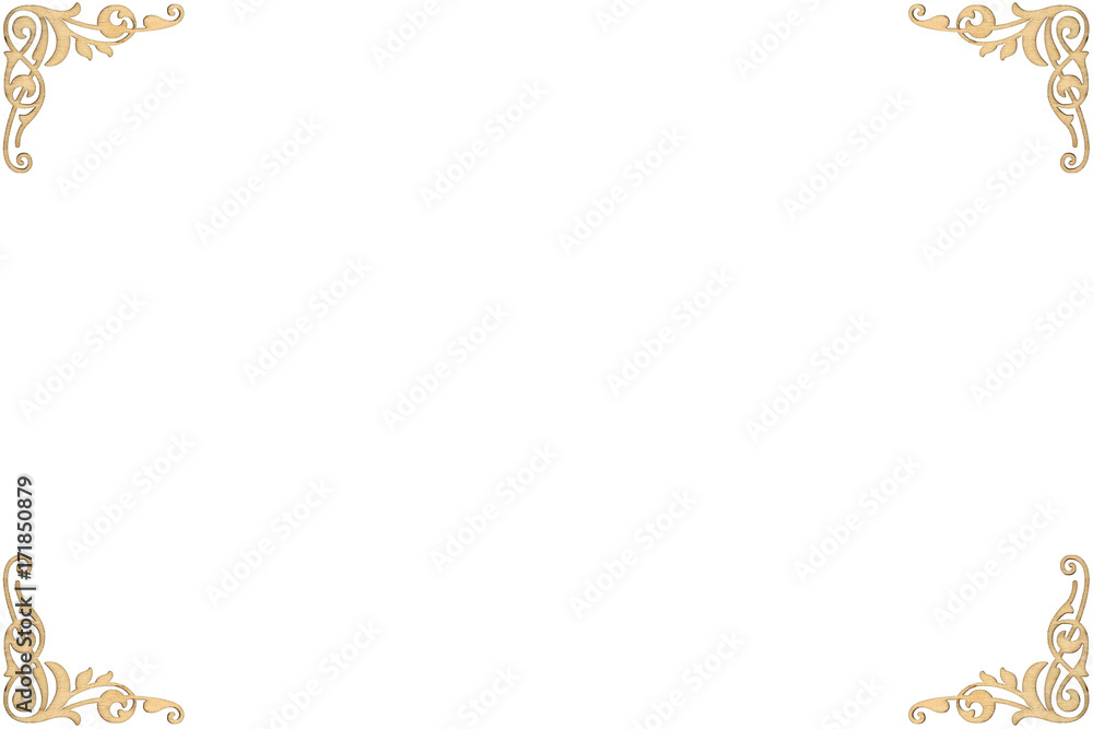 Border frame with retro ornament pattern in baroque style, decorative design element, isolated on white background