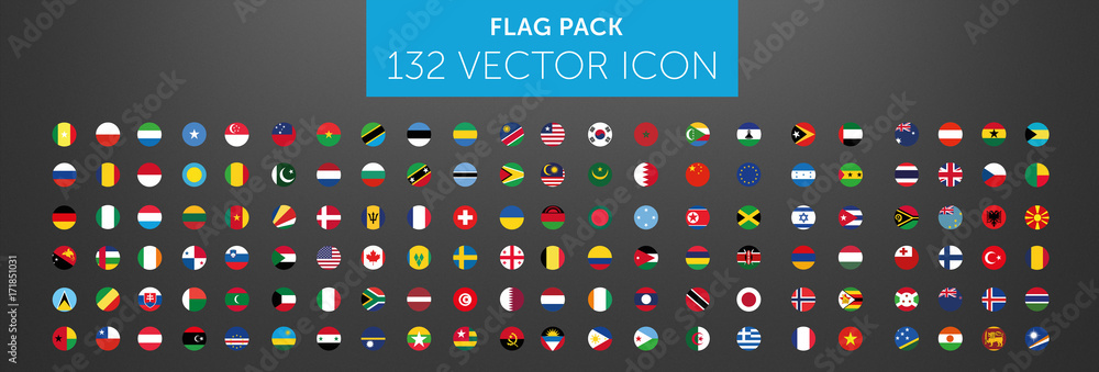 Fototapeta premium WORLD FLAG vector collection 132 circle icon 