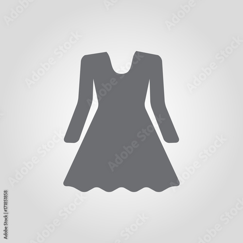Dress vector icon. Flare dress with long sleeves icon.Women clothes icon. Woman dress icon.