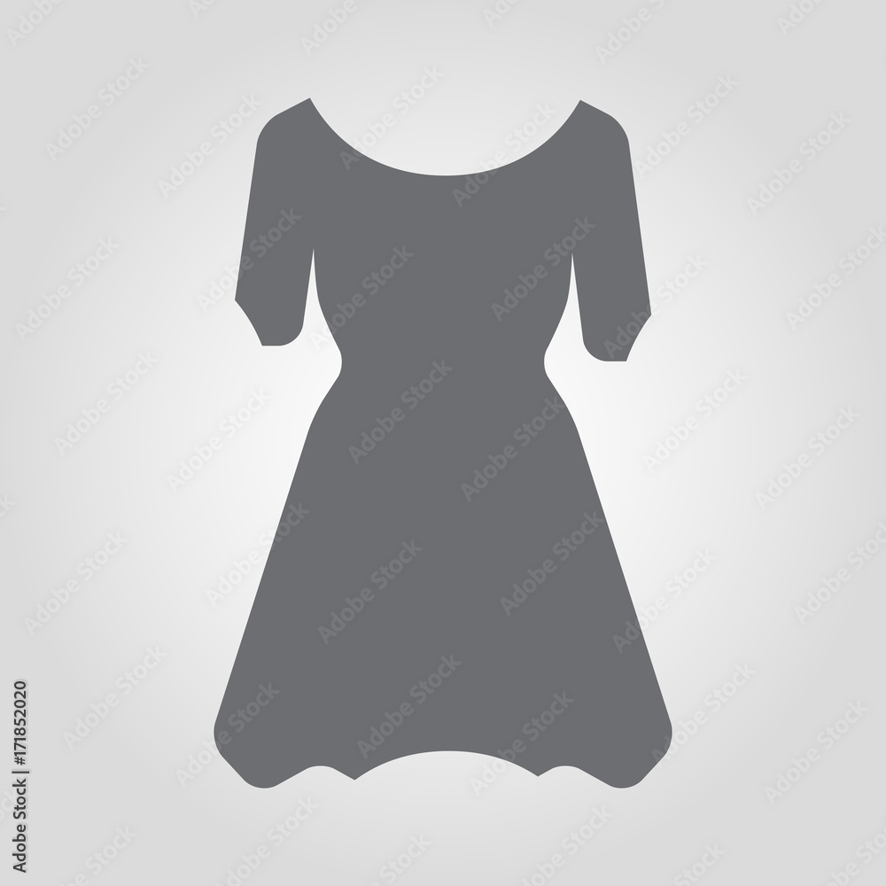 Medium length flared dress icon with sleeves. Dress vector icon. Medium length flared dress icon with sleeves. Dress vector icon.