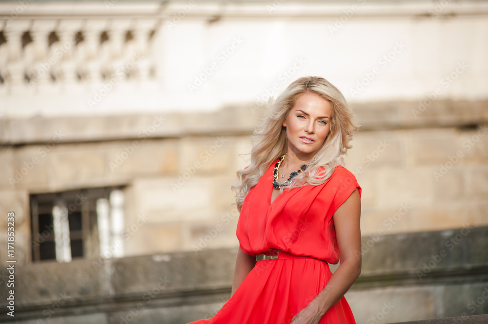 portrait of a beautiful blonde near castle portrait of a beautiful blonde near castle