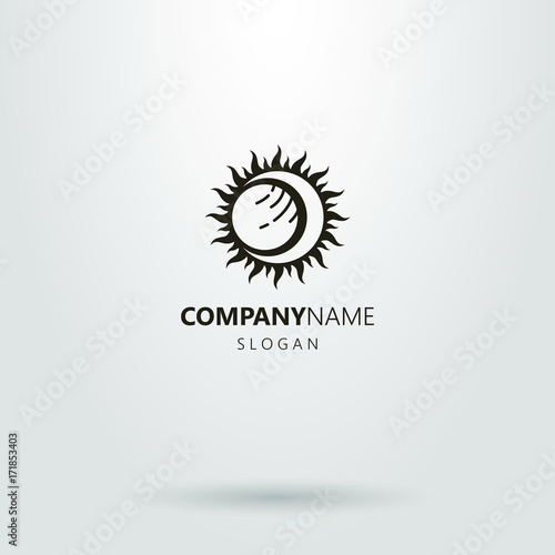 Black and white solar eclipse logo