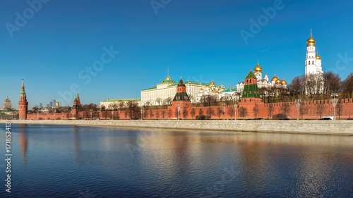 Panorama of the Moskva river with the Kremlin's towers in autumn, Moscow, Russia © lucky-photo