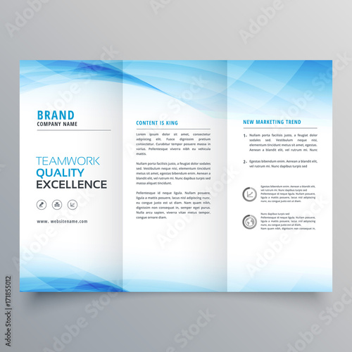 elegant blue business trifold brochure design flyer template