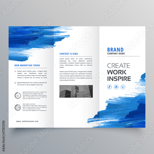 abstract watercolor business trifold brochure design template