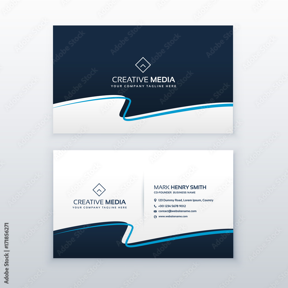 modern blue wavy business card vector design modern blue wavy business card vector design