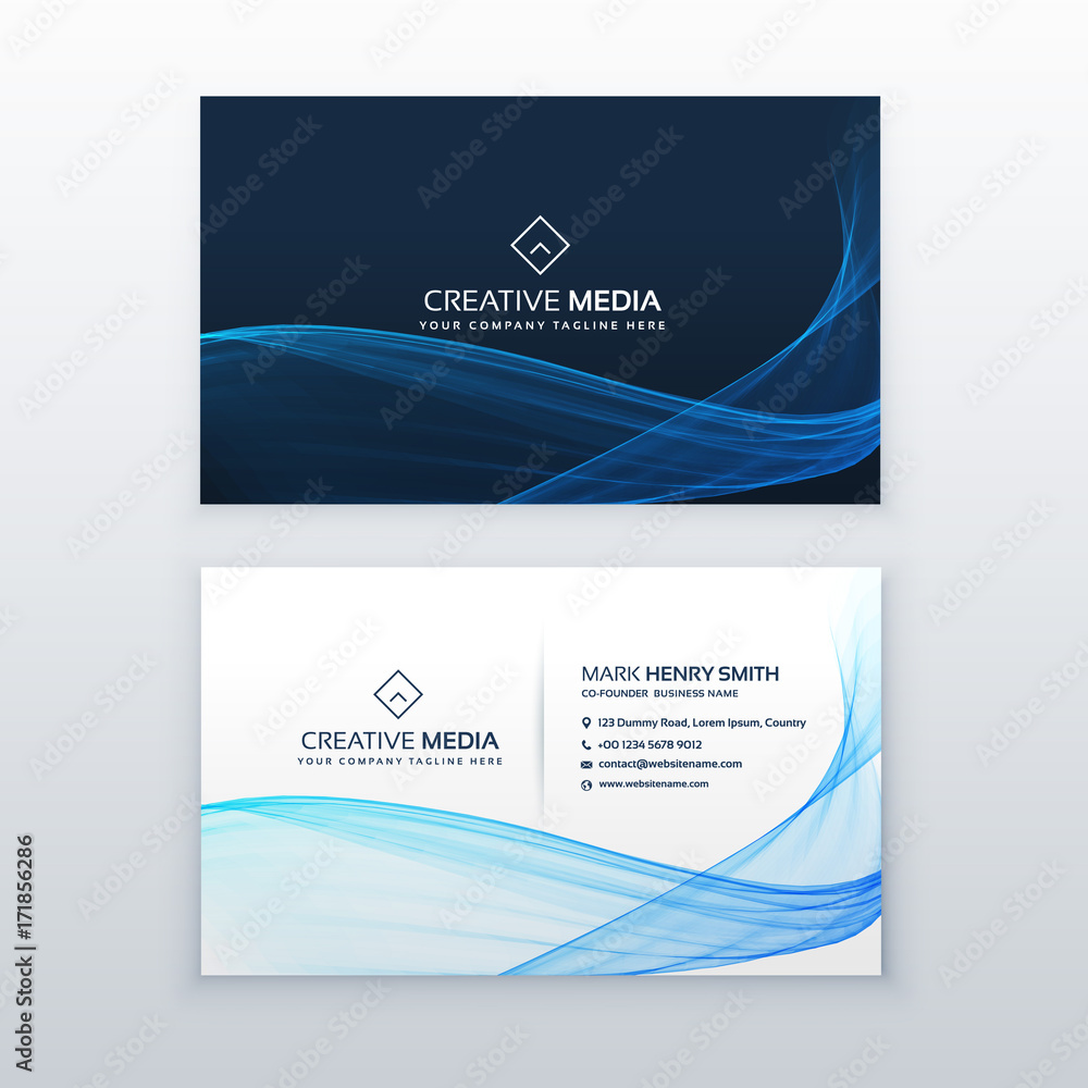 abstract blue wave business card vector design abstract blue wave business card vector design