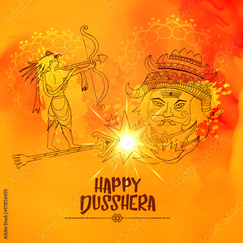 illustration of lord ram killing ravan in dussehra festival