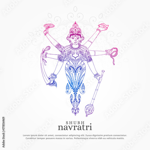 creative maa durga illustration for navratri festival