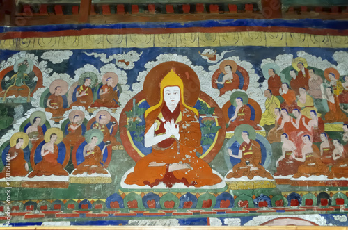 Wandmalerei im Klostertempel, Karakorum, Mongolei