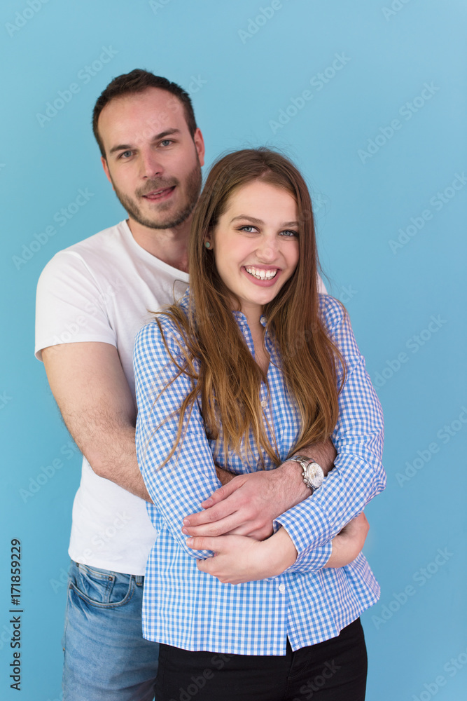 Naklejka premium couple isolated on blue Background
