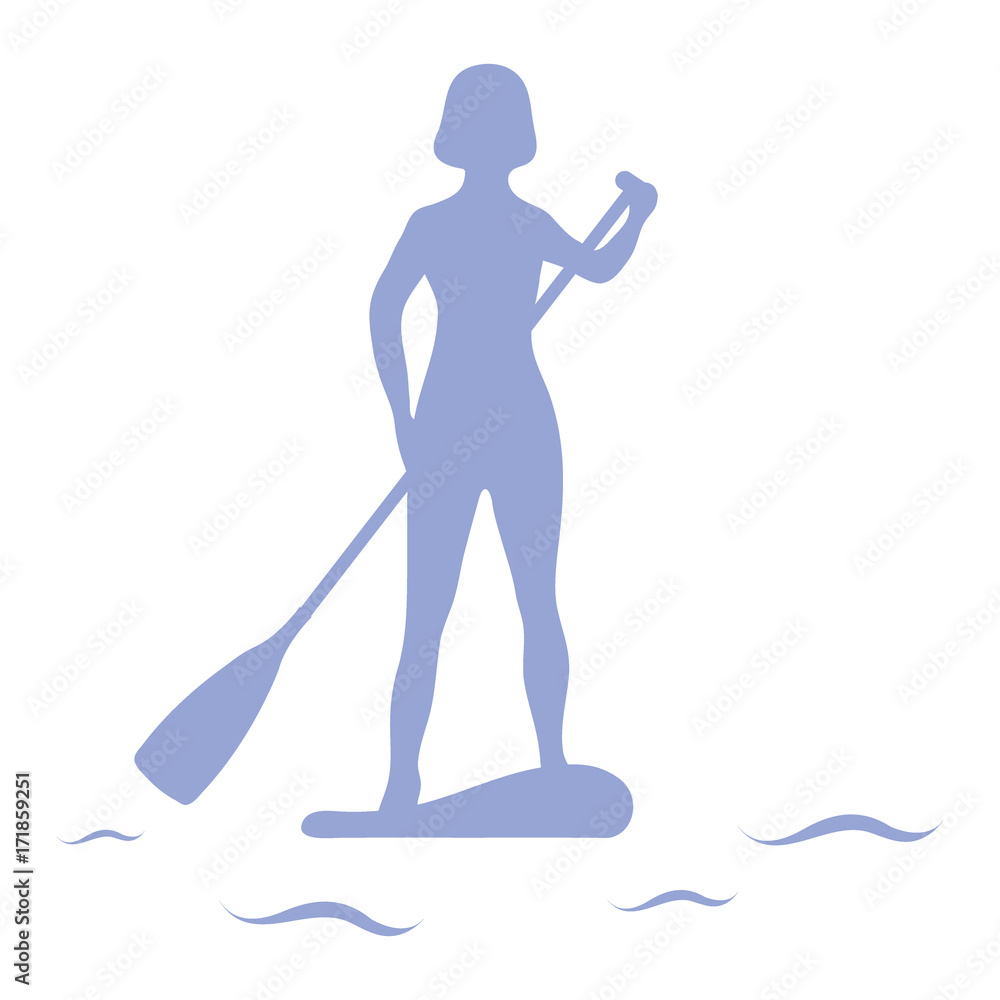 Female silhouette on stand up paddle board. SUP. Female silhouette on stand up paddle board. SUP.