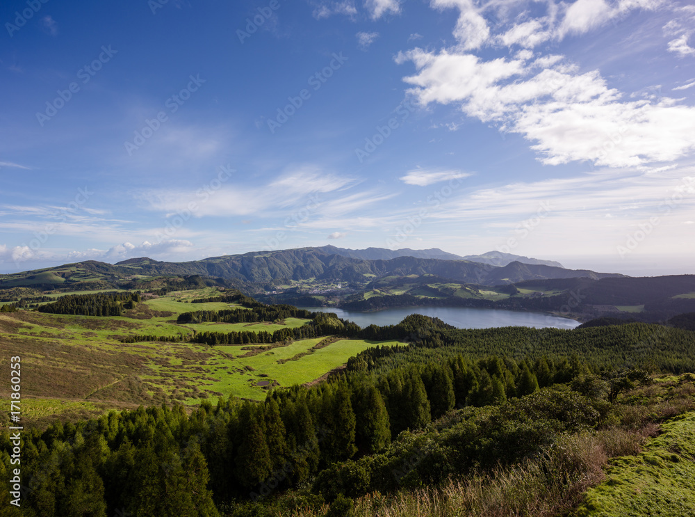 Landscape with a lake in Azores
