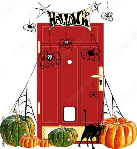 Halloween. pumpkins at the door