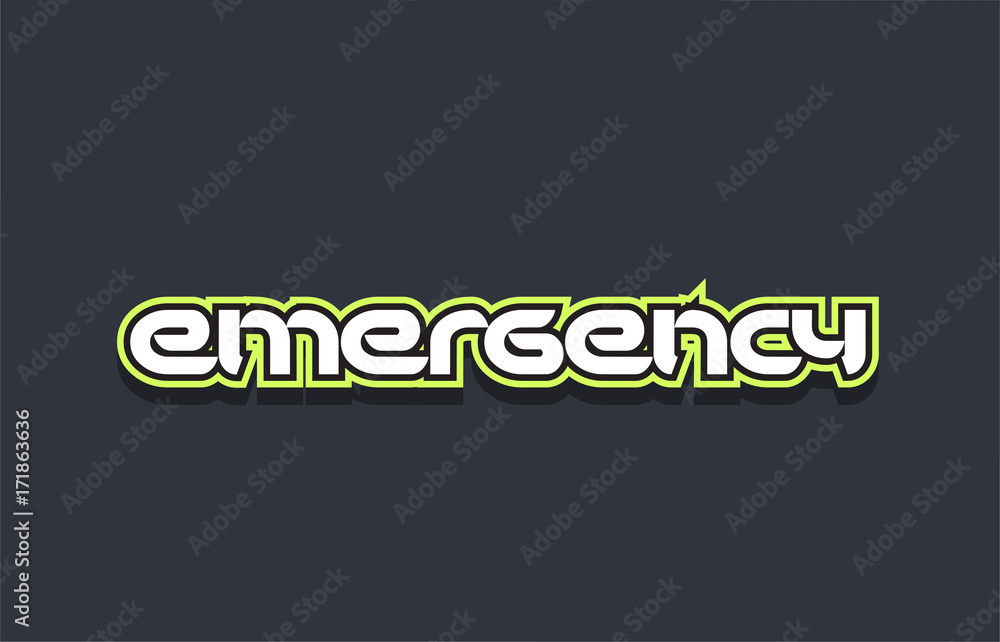 Fototapeta premium emergency word text logo design green blue white