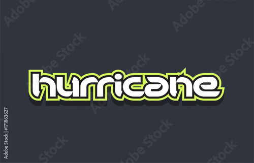 hurricane word text logo design green blue white