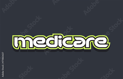 medicare word text logo design green blue white