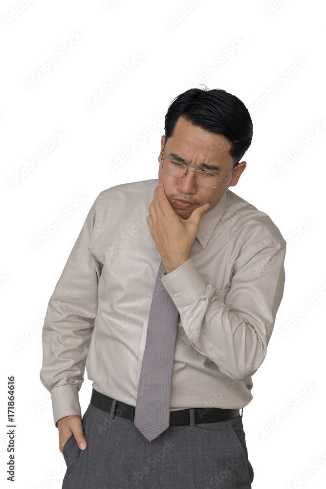 Asian business man is having a toothache. Asian business man is having a toothache.