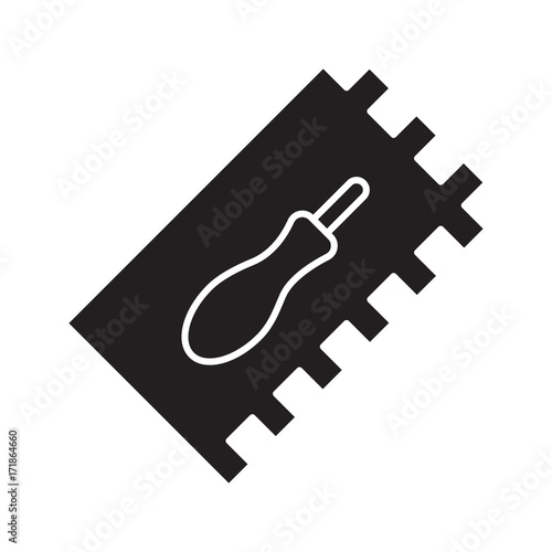 Rectangular notched trowel glyph icon