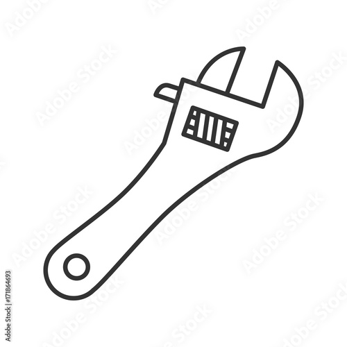 Adjustable wrench, spanner linear icon