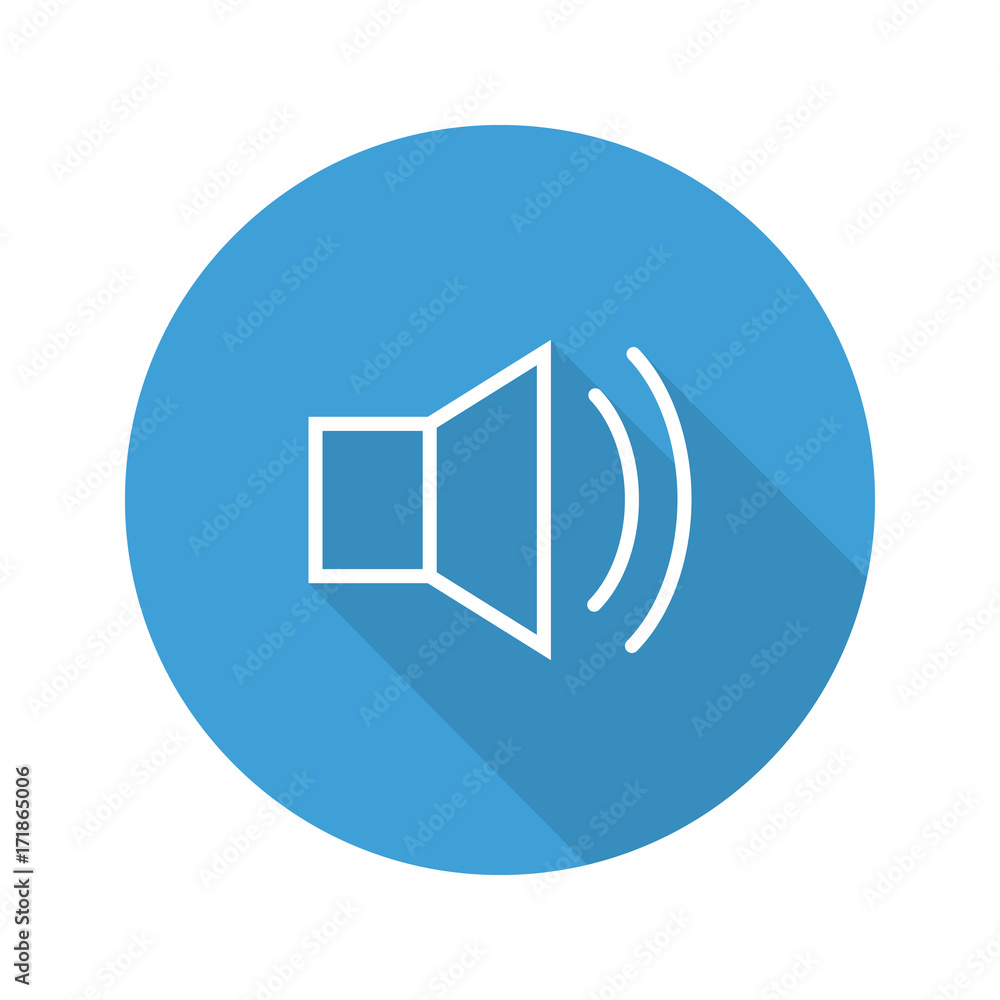 Sound on flat linear long shadow icon Sound on flat linear long shadow icon