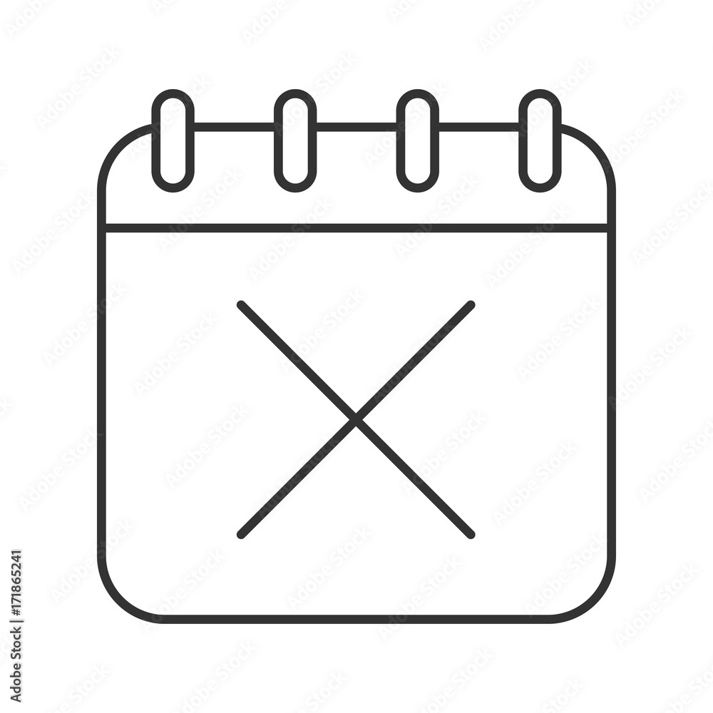 Calendar page with cross linear icon Calendar page with cross linear icon
