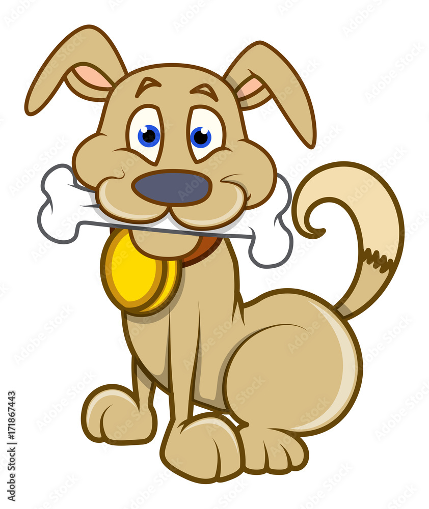 Cute Labrador Puppy Holding Bone - clip-art vector illustration Stock  Vector | Adobe Stock