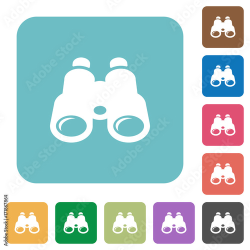 Binoculars rounded square flat icons