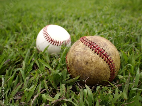 Baseball on a field of grass
